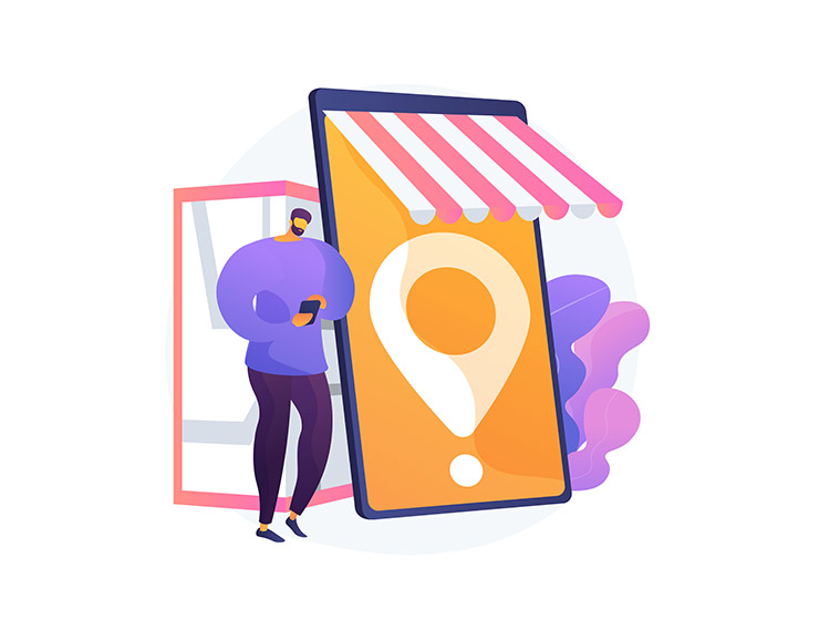 Illustration of a storefront on a phone, representing nearby franchise opportunities to discover